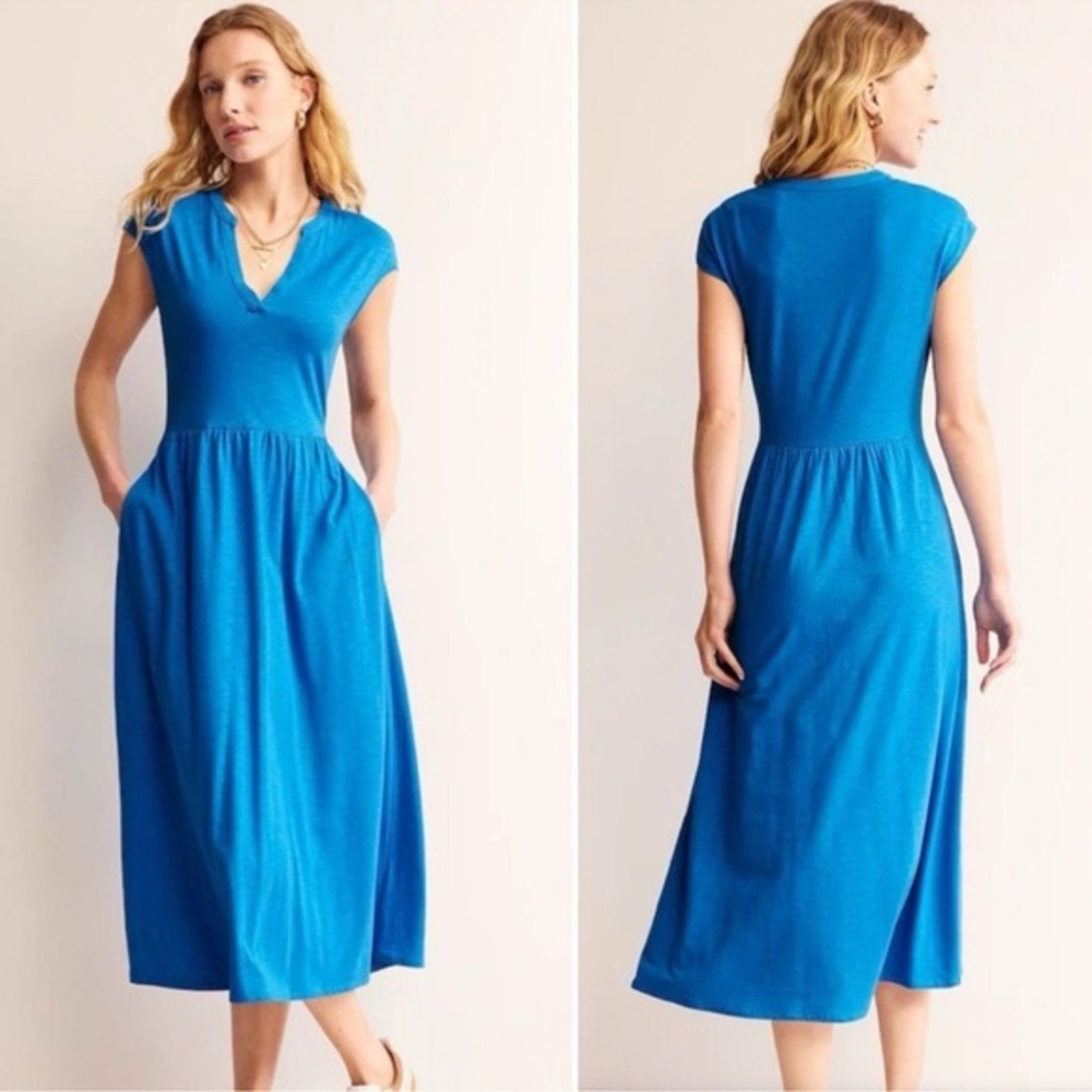 Boden Bright Blue V‑Neck Midi Dress